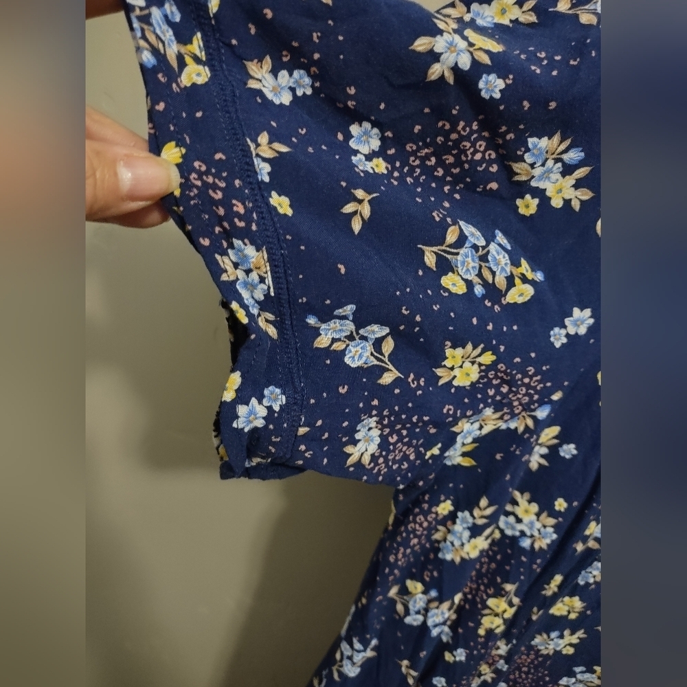 Torrid Navy‎ Floral Challis Mini Dress 2X Trapeze Short Sleeve Beach Coastal - Picture 3 of 12